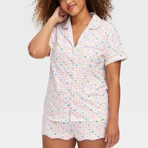 Roller Rabbit- X Target-Heart Print Short & Pajama Top - Multi Hearts-Size Small